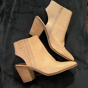 Beige Croc-Embossed Lucky Shyna Ankle Boots